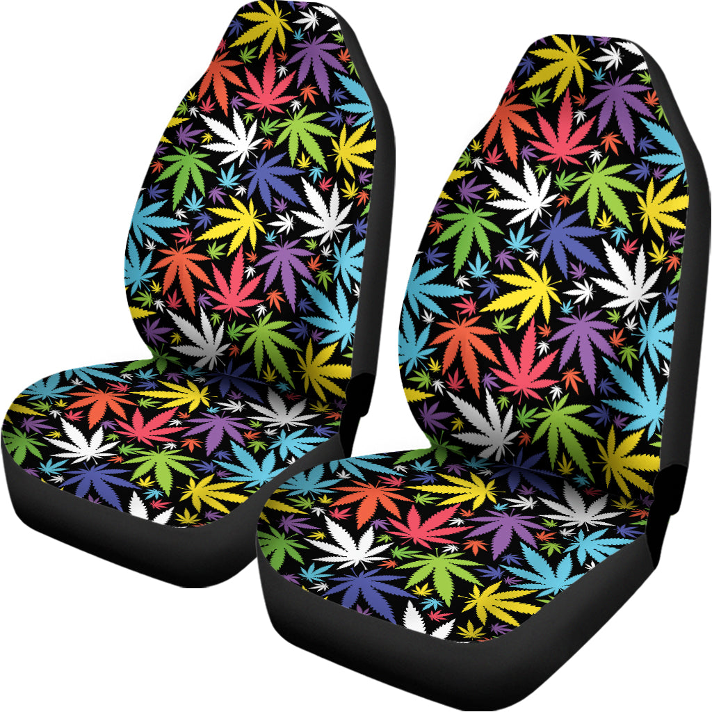 Colorful Weed Leaf Pattern Print Universal Fit Car Seat Covers