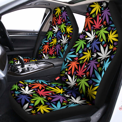 Colorful Weed Leaf Pattern Print Universal Fit Car Seat Covers