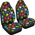 Colorful Weed Leaf Pattern Print Universal Fit Car Seat Covers