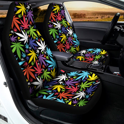 Colorful Weed Leaf Pattern Print Universal Fit Car Seat Covers