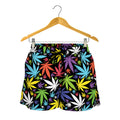 Colorful Weed Leaf Pattern Print Women's Shorts