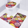 Colorful Wool Yarns Print 3 Piece Bath Mat Set