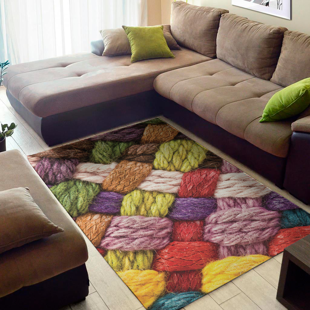 Colorful Wool Yarns Print Area Rug