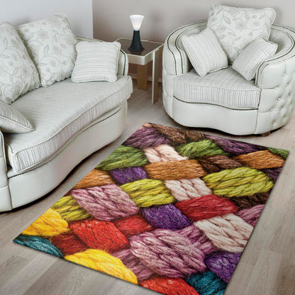 Colorful Wool Yarns Print Area Rug
