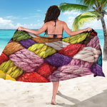 Colorful Wool Yarns Print Beach Sarong Wrap