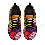 Colorful Wool Yarns Print Black Sneakers