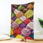Colorful Wool Yarns Print Blanket