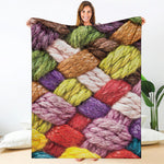 Colorful Wool Yarns Print Blanket