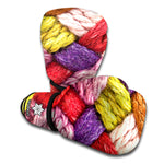 Colorful Wool Yarns Print Boxing Gloves