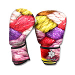 Colorful Wool Yarns Print Boxing Gloves