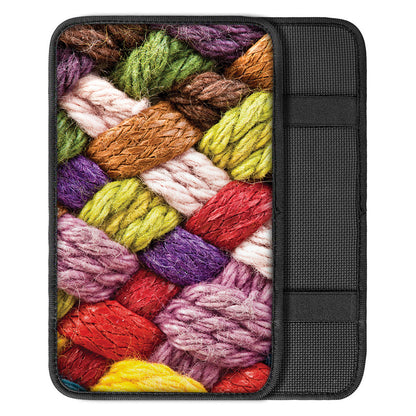 Colorful Wool Yarns Print Car Center Console Cover