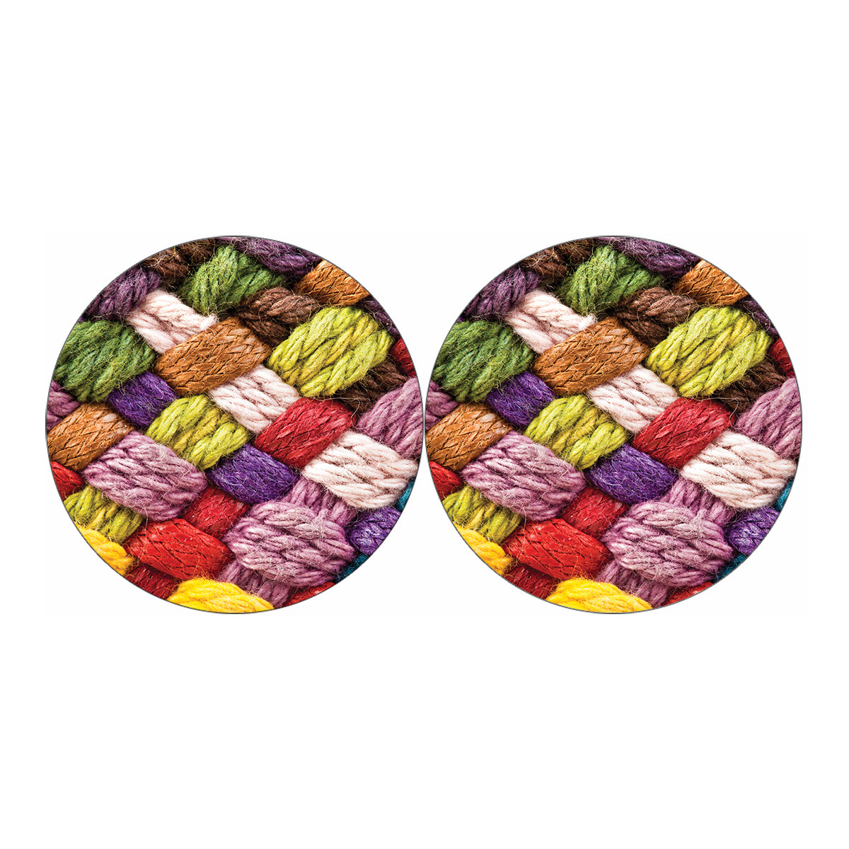 Colorful Wool Yarns Print Car Coasters