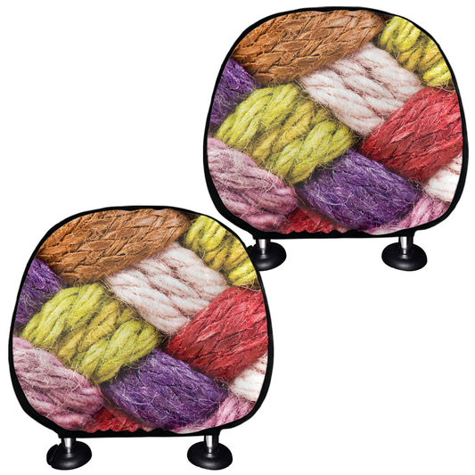 Colorful Wool Yarns Print Car Headrest Covers