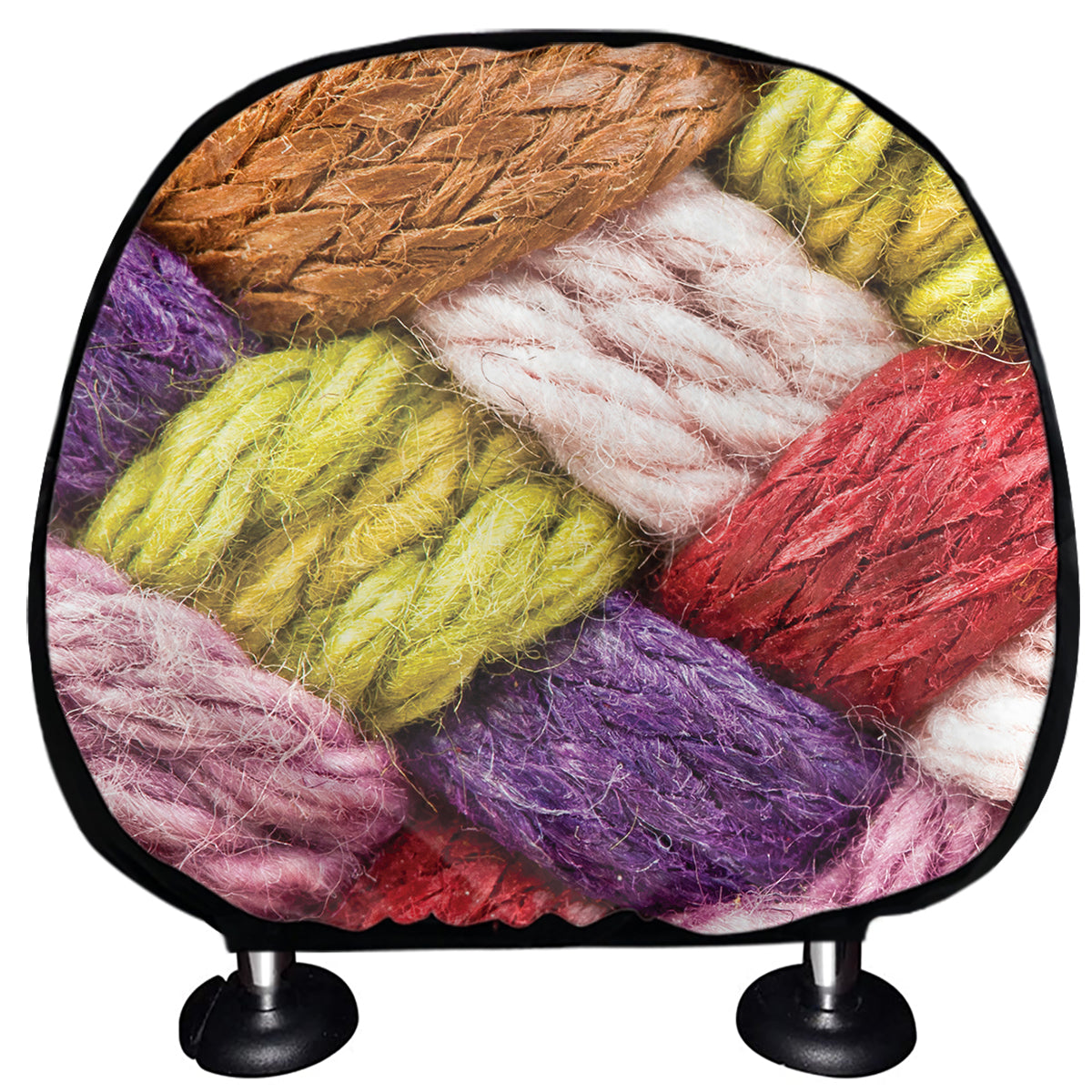 Colorful Wool Yarns Print Car Headrest Covers