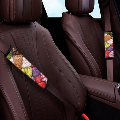 Colorful Wool Yarns Print Car Seat Belt Covers