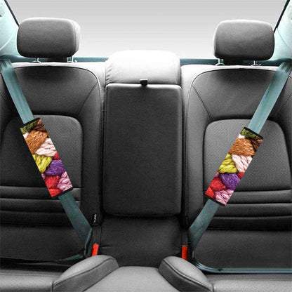 Colorful Wool Yarns Print Car Seat Belt Covers