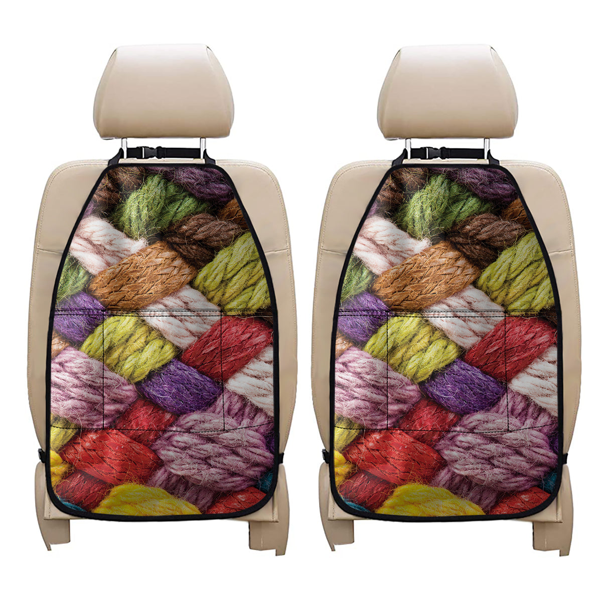 Colorful Wool Yarns Print Car Seat Organizers