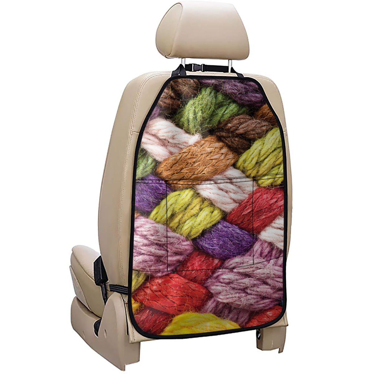 Colorful Wool Yarns Print Car Seat Organizers