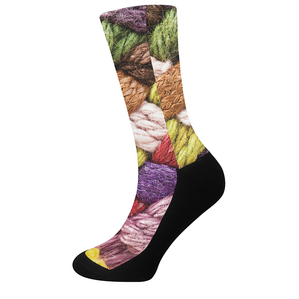 Colorful Wool Yarns Print Crew Socks