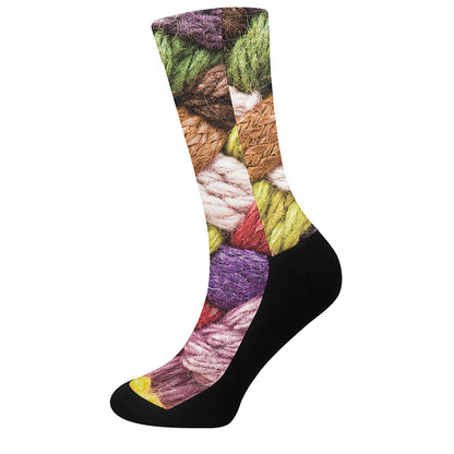 Colorful Wool Yarns Print Crew Socks