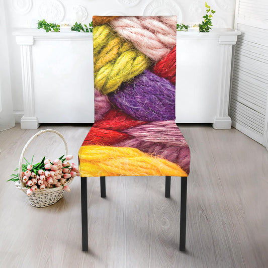 Colorful Wool Yarns Print Dining Chair Slipcover