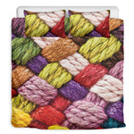 Colorful Wool Yarns Print Duvet Cover Bedding Set
