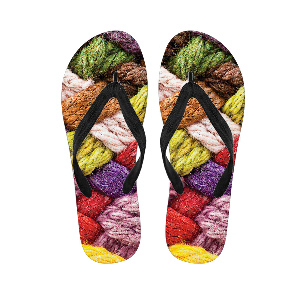 Colorful Wool Yarns Print Flip Flops