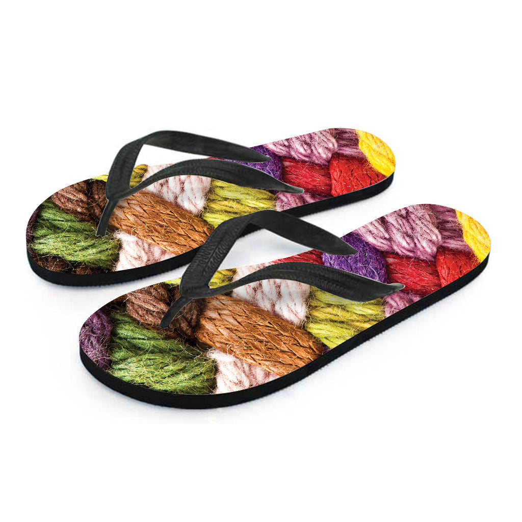 Colorful Wool Yarns Print Flip Flops