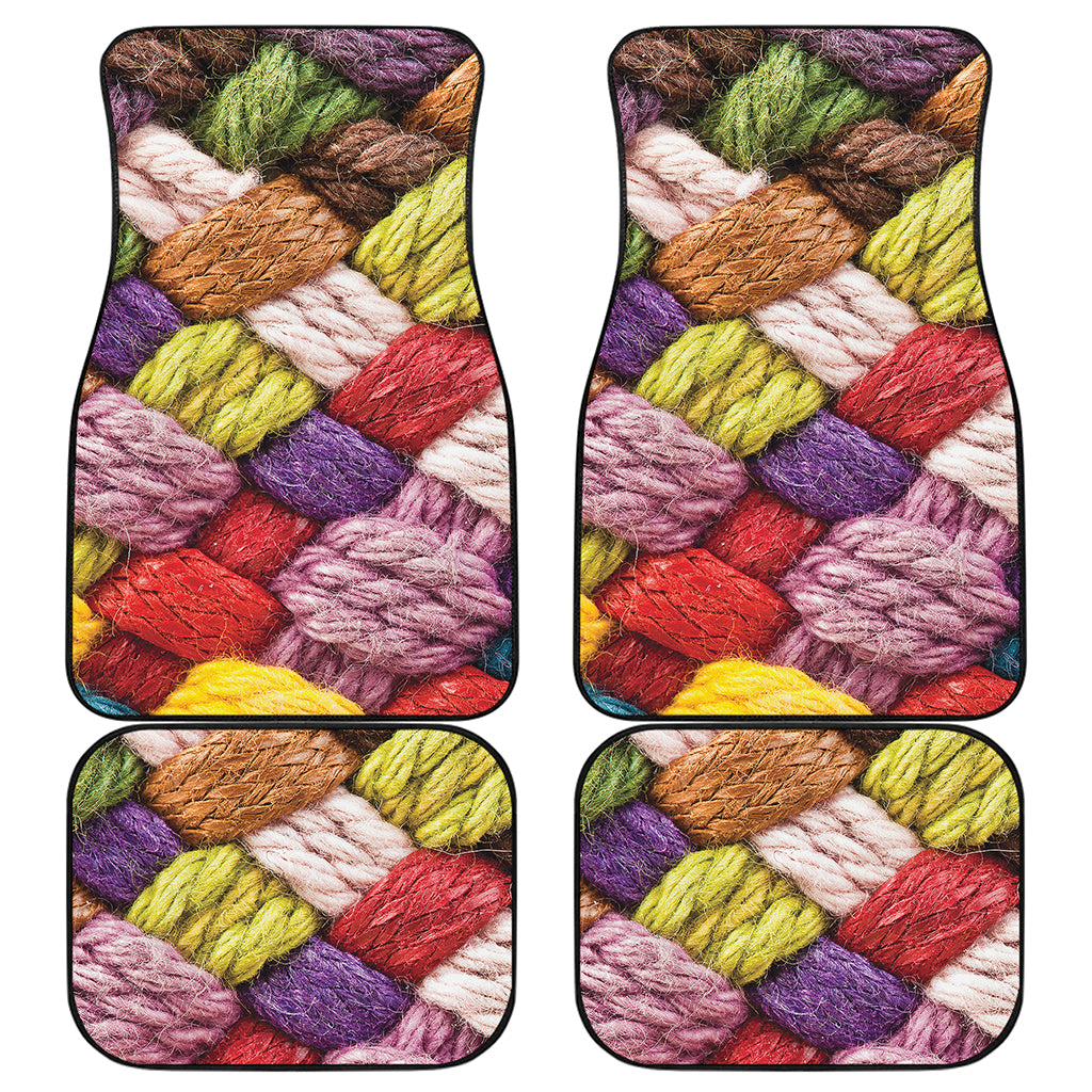 Colorful Wool Yarns Print Front and Back Car Floor Mats