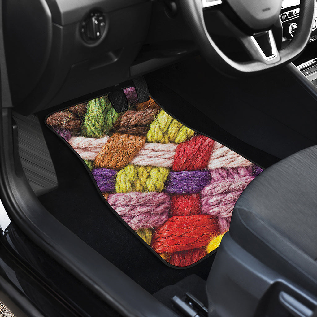 Colorful Wool Yarns Print Front and Back Car Floor Mats