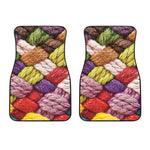 Colorful Wool Yarns Print Front Car Floor Mats