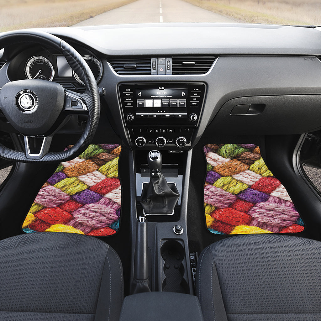 Colorful Wool Yarns Print Front Car Floor Mats