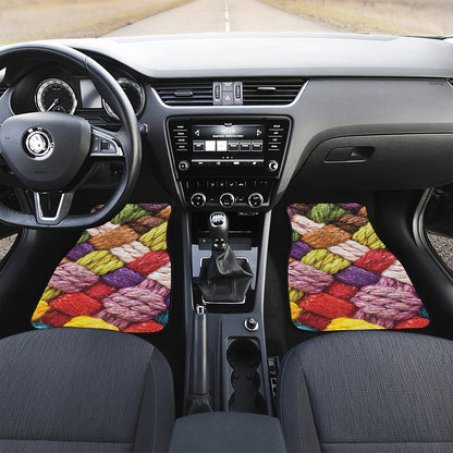Colorful Wool Yarns Print Front Car Floor Mats