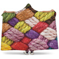 Colorful Wool Yarns Print Hooded Blanket