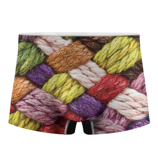 Colorful Wool Yarns Print Men's Boxer Briefs