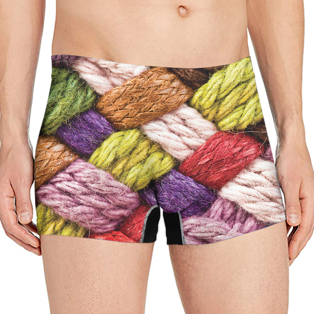 Colorful Wool Yarns Print Men's Boxer Briefs