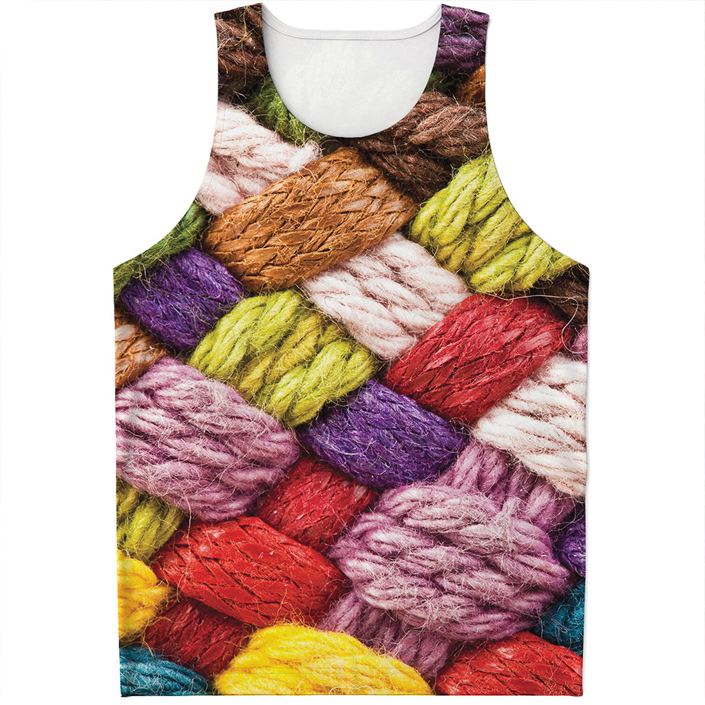 Colorful Wool Yarns Print Men's Tank Top