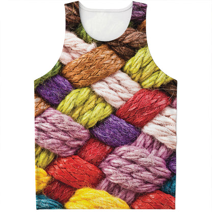 Colorful Wool Yarns Print Men's Tank Top
