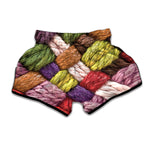 Colorful Wool Yarns Print Muay Thai Boxing Shorts