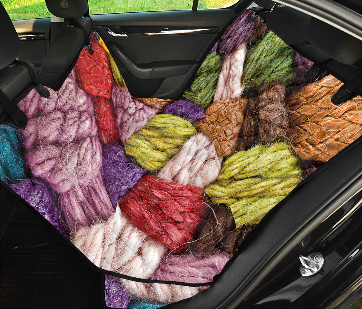 Colorful Wool Yarns Print Pet Car Back Seat Cover