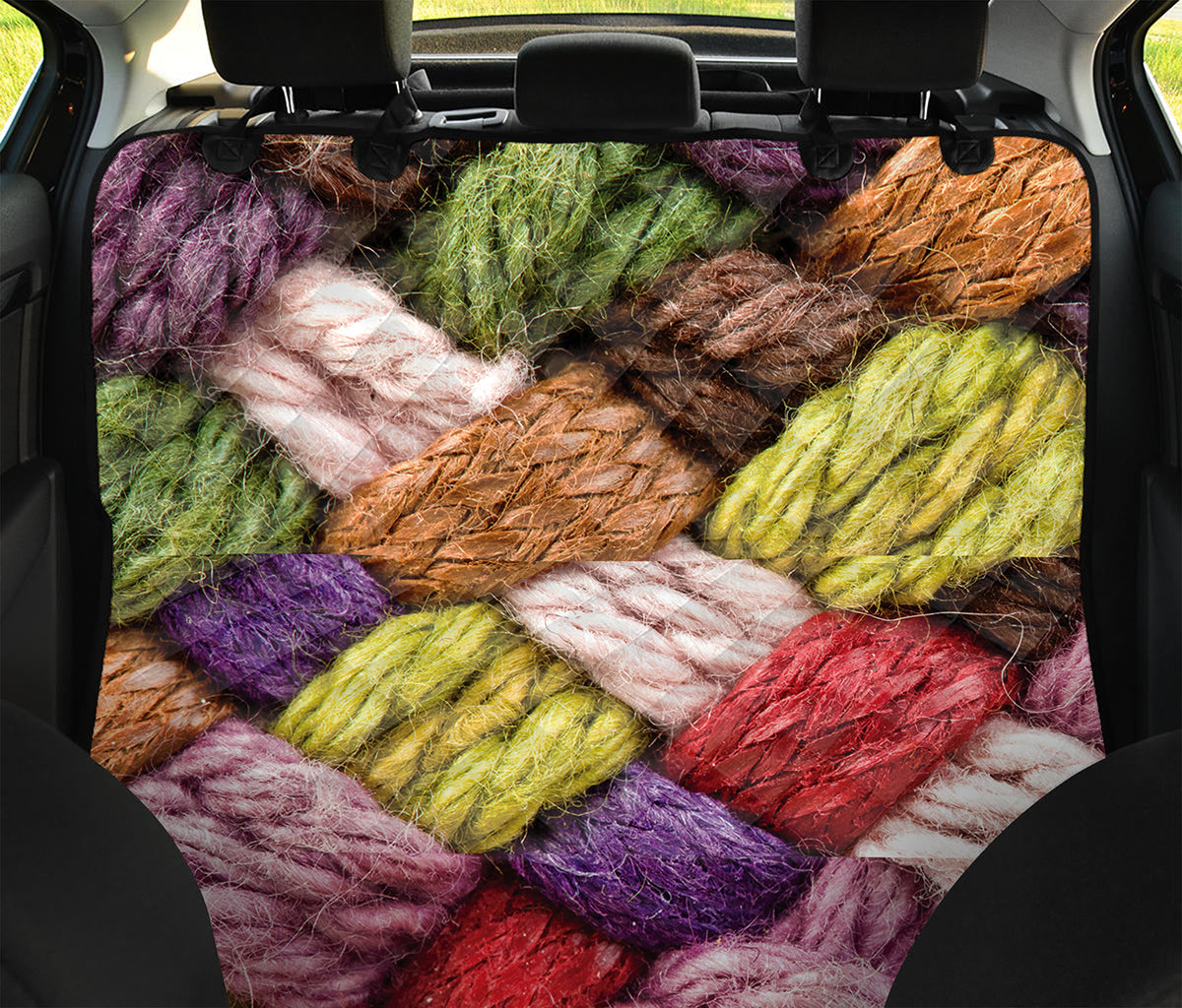 Colorful Wool Yarns Print Pet Car Back Seat Cover