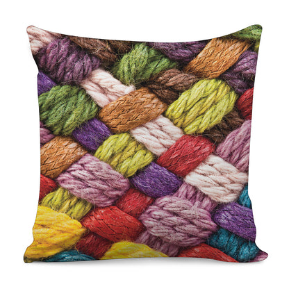 Colorful Wool Yarns Print Pillow Cover