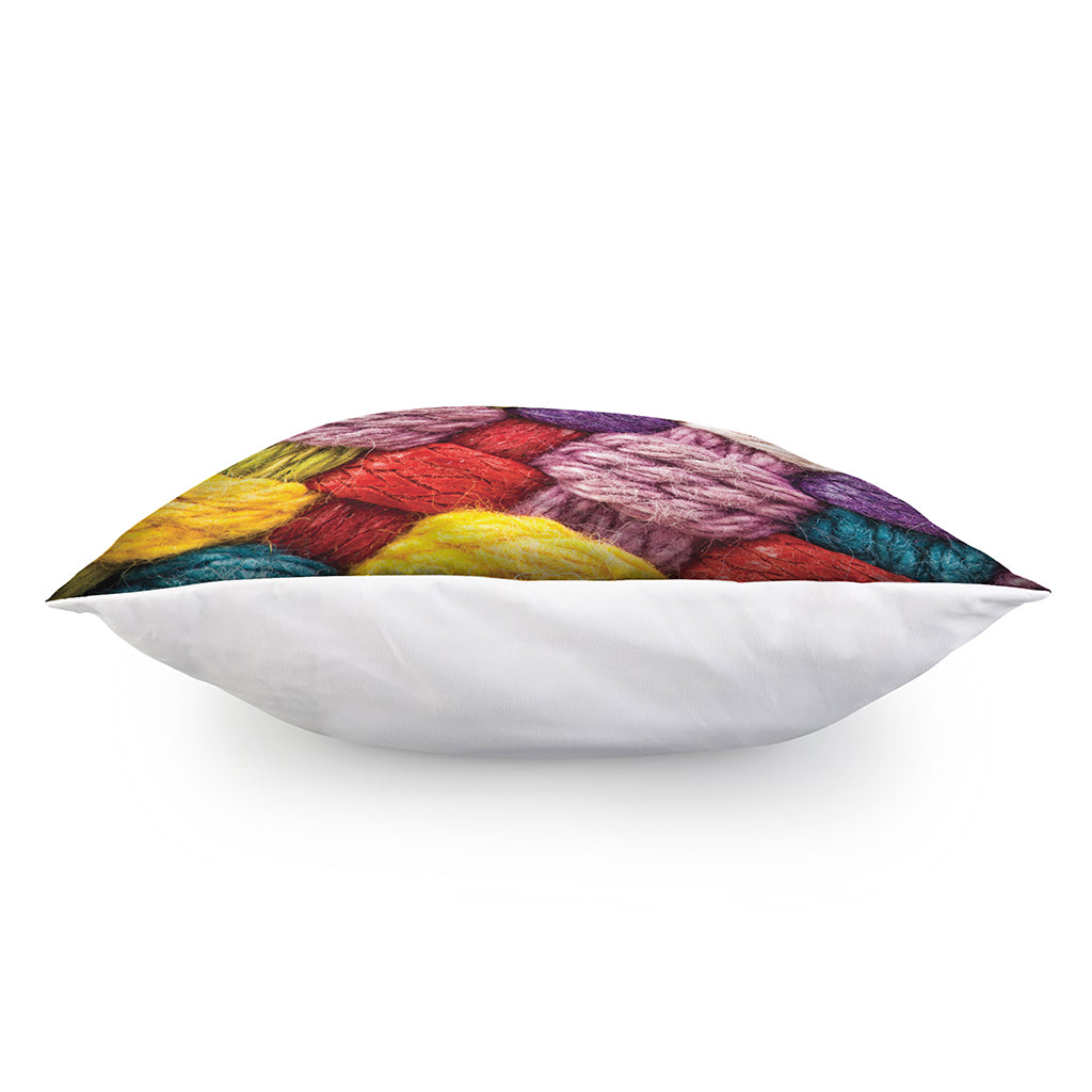 Colorful Wool Yarns Print Pillow Cover