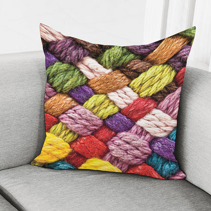 Colorful Wool Yarns Print Pillow Cover