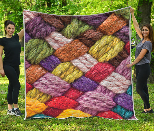 Colorful Wool Yarns Print Quilt