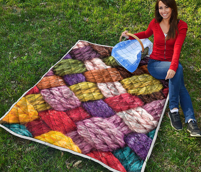 Colorful Wool Yarns Print Quilt