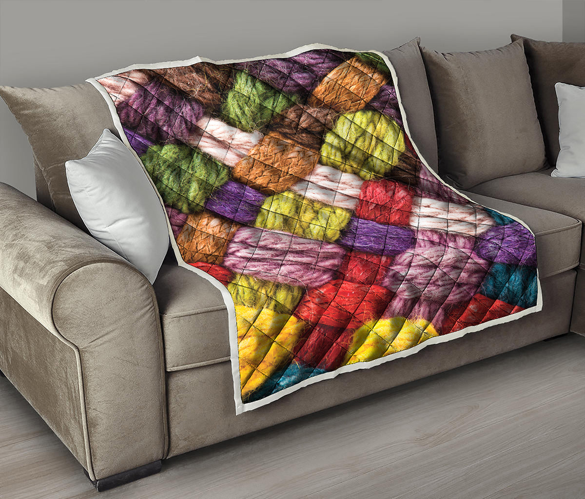 Colorful Wool Yarns Print Quilt
