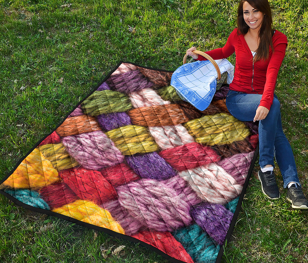 Colorful Wool Yarns Print Quilt