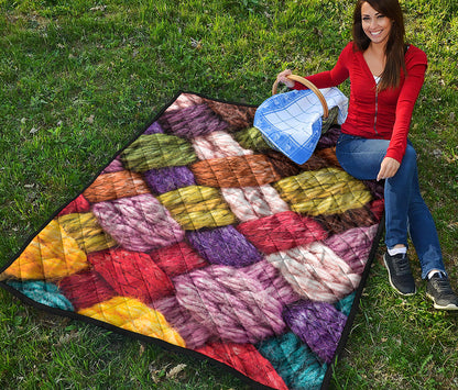 Colorful Wool Yarns Print Quilt