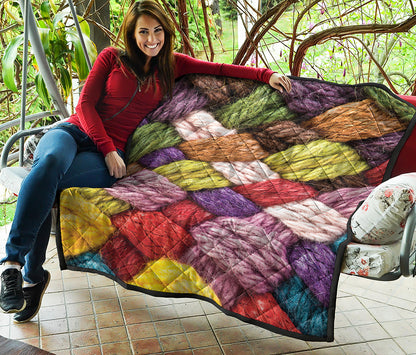 Colorful Wool Yarns Print Quilt